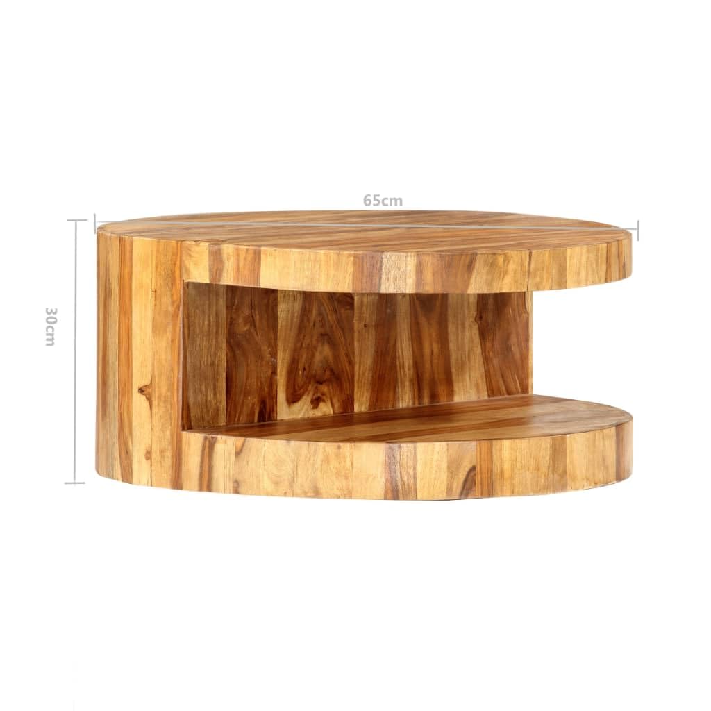 Natural Solid Sheesham Wood Coffee Table 25.6 in Dia Z63789