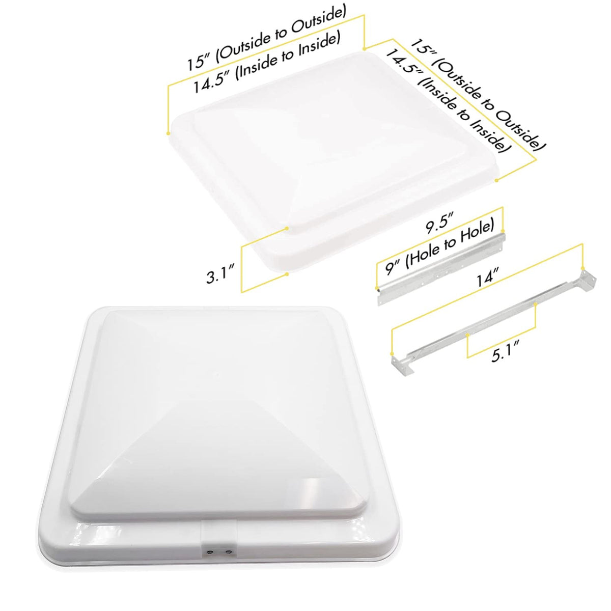 14" White Universal Roof Vent Cover Lid Replacement V424