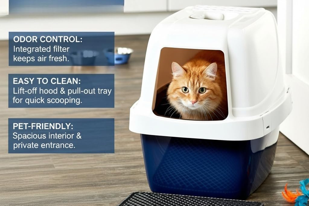 Extra-Large Enclosed Hooded Cat Litter Box O225