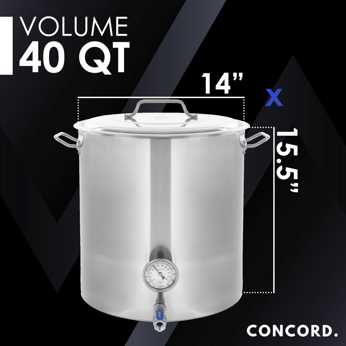 Stainless Steel 40 QT Stock Pot + Propane Burner E298