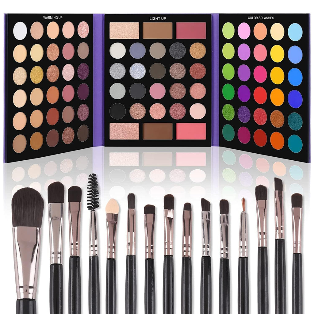 86 Colors Matte Shimmer Eyeshadow Palette with 15 Pcs Brushes W85441