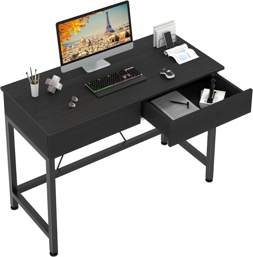 Black Wooden Computer Desk with Drawers D40231