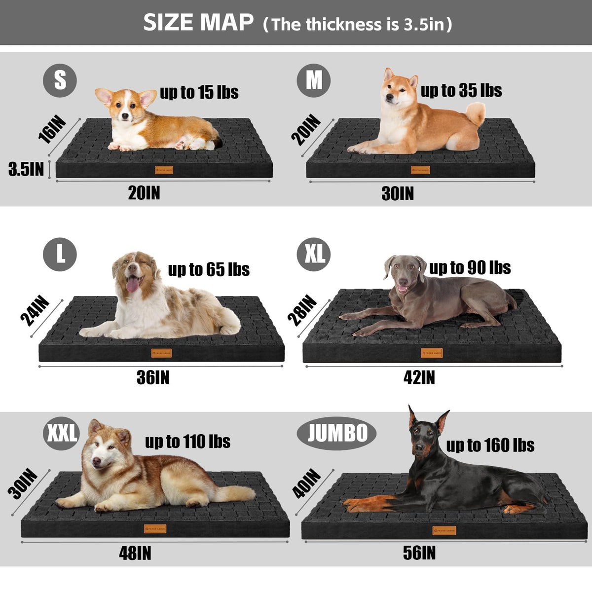 Large Washable Dog Bed 36''X24'' Black O97475
