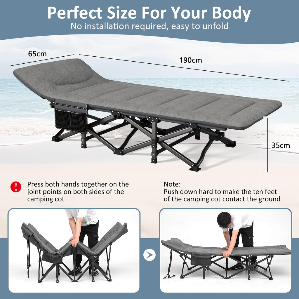 Camping Cot with Mattress and Pillow F78322