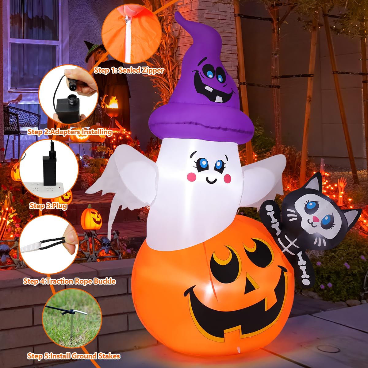 5 FT Halloween Inflatables with Built-in LEDs R967