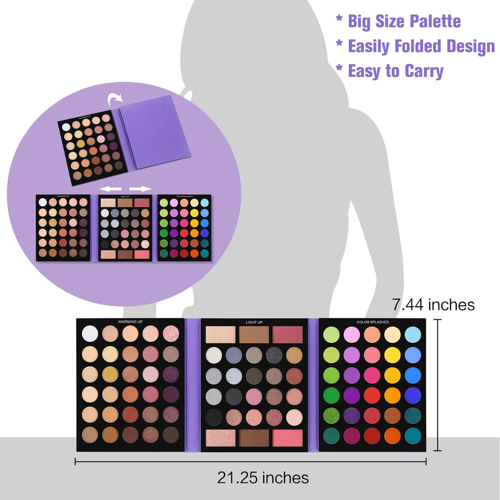 86 Colors Matte Shimmer Eyeshadow Palette with 15 Pcs Brushes W85441