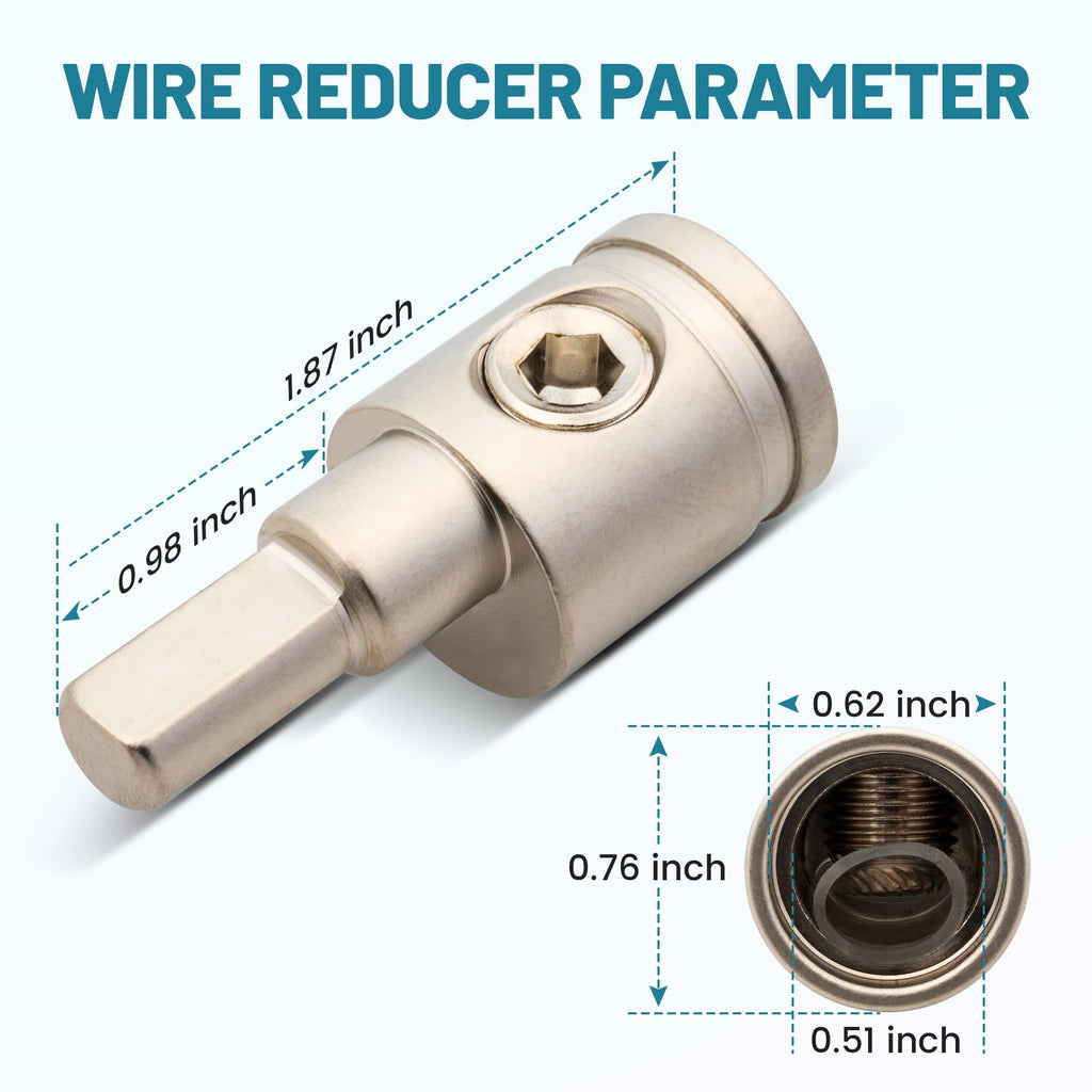 0 Gauge to 4 Gauge Amp Input Reducer 4PCS Brass Wire Terminal Connectors D9467