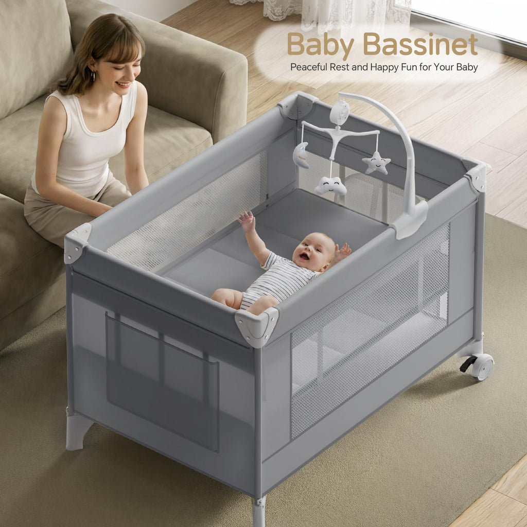 4 in 1 Grey Baby Bassinet V61288