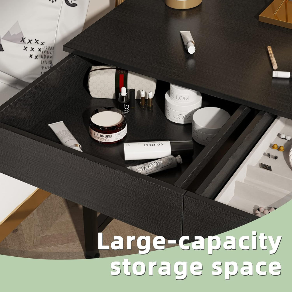Black Wooden Computer Desk with Drawers D40231