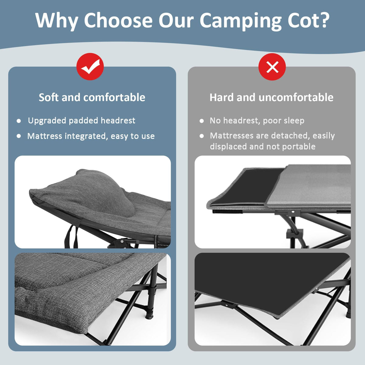 Camping Cot with Mattress and Pillow F78322