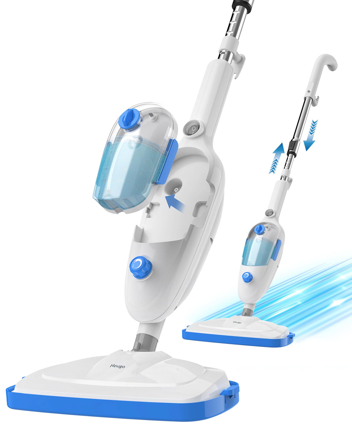 Lightweight Steam Mop with Adjustable Steam Modes, 23ft Cord, 2 Washable Pads U482699