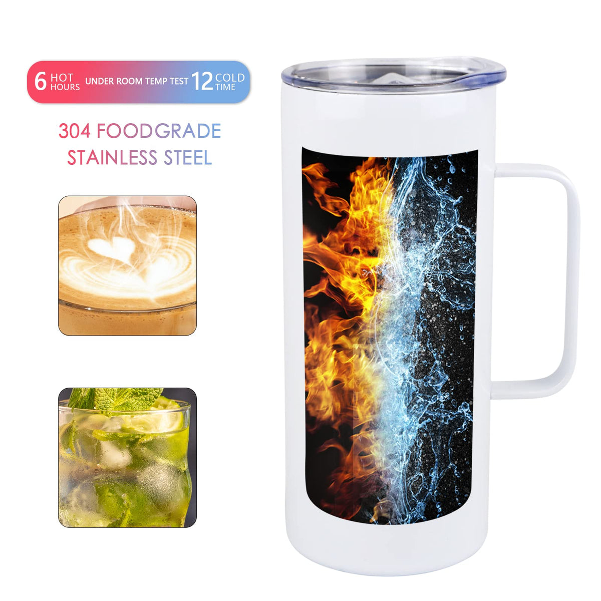 20oz Sublimation Skinny Tumbler with Handle & Coffee Mug B4482