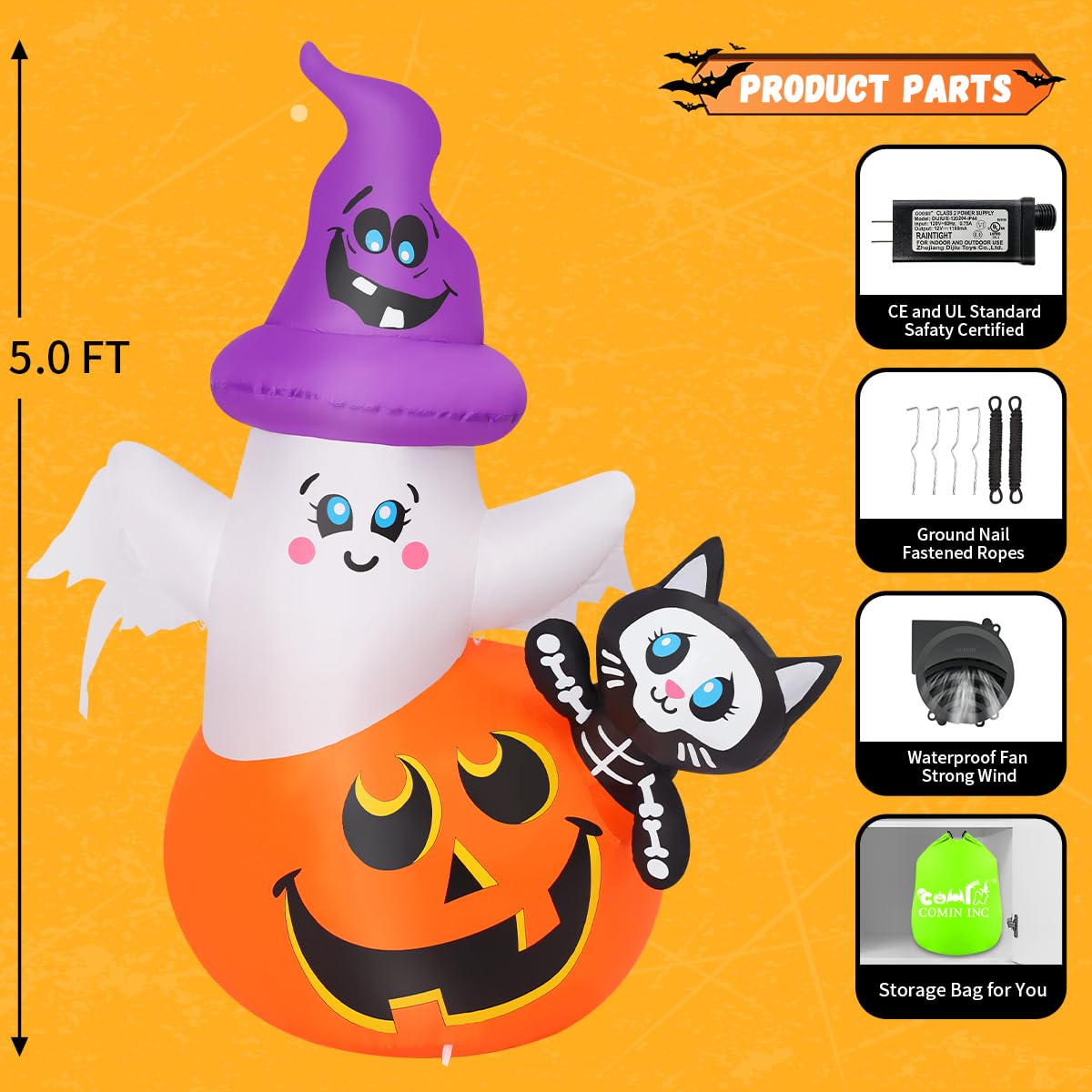 5 FT Halloween Inflatables with Built-in LEDs R967