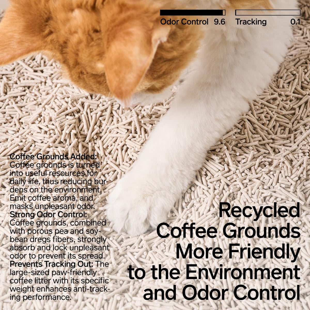 Tofu Cat Litter with Recycled Coffee Grounds, Clumping, Flushable 4Pack Z25352