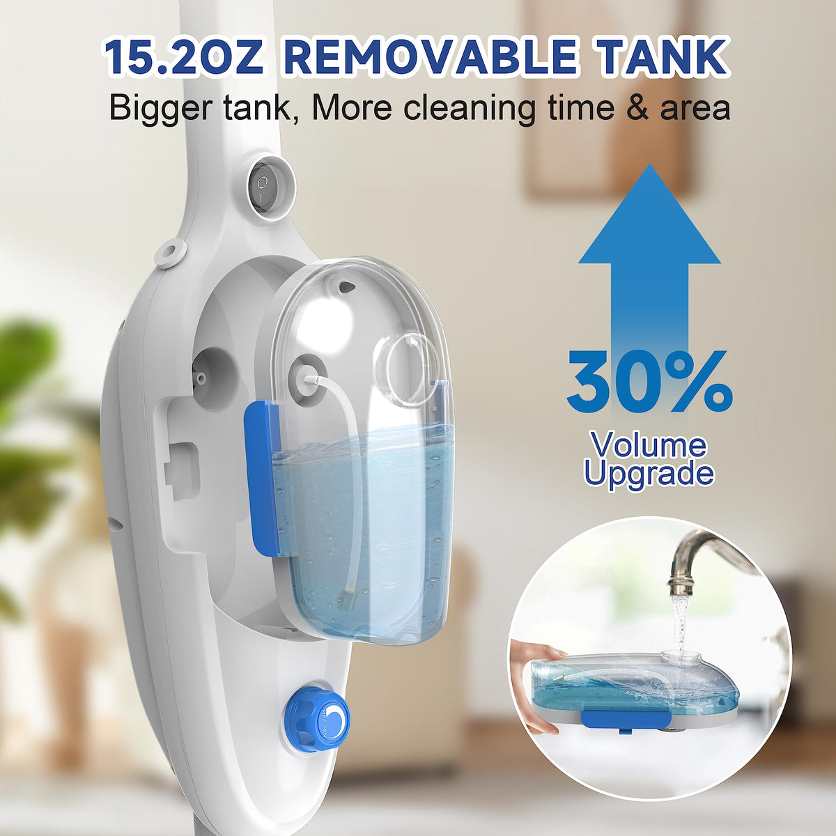 Lightweight Steam Mop with Adjustable Steam Modes, 23ft Cord, 2 Washable Pads U482699