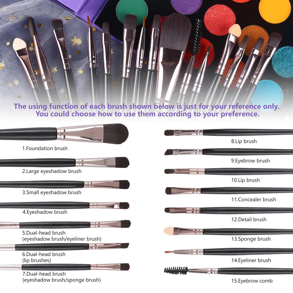86 Colors Matte Shimmer Eyeshadow Palette with 15 Pcs Brushes W85441