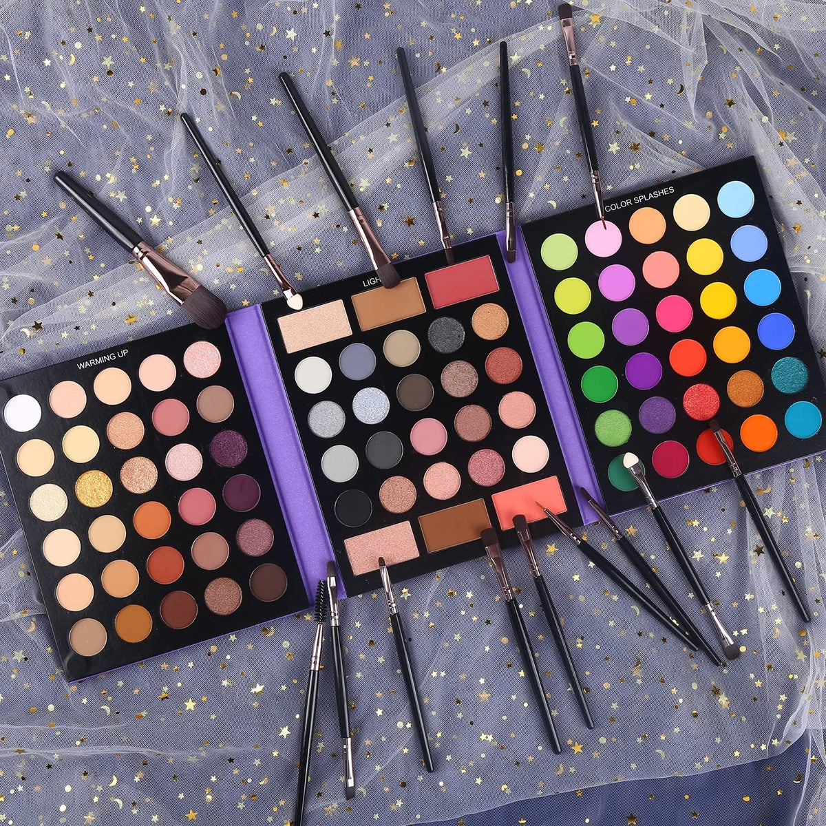 86 Colors Matte Shimmer Eyeshadow Palette with 15 Pcs Brushes W85441